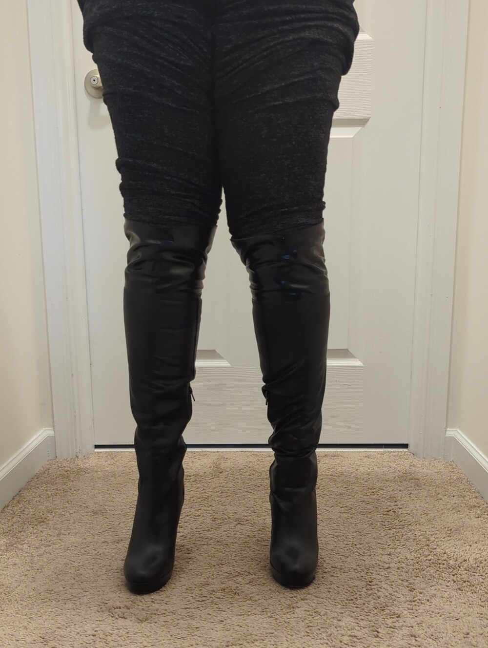 Carlos Santana Black Over-the-Knee Leather Boots